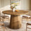 Table de salle à manger ronde 47 "pour 4-6 personnes, table de cuisine en bois de ferme avec base en métal
