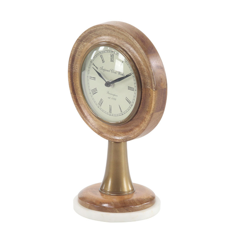 Horloge de table ronde texturée rustique, H 12 po x l 7 po x P 5 po