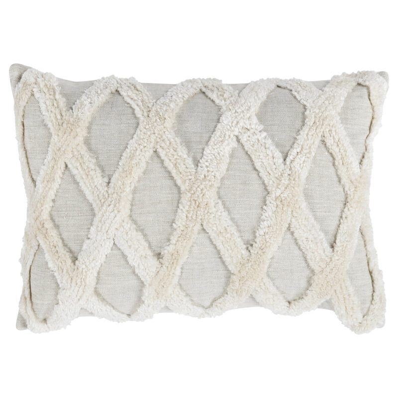 Evangeline Rectangular Pillow Cover & Insert, Ivory Geometric, 14" x 20"