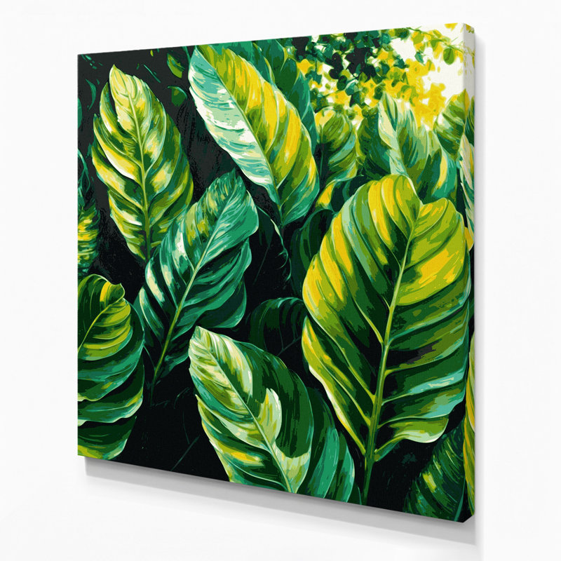 Toile hawaïenne à feuilles vertes, art mural, H 12 po x l 12 po