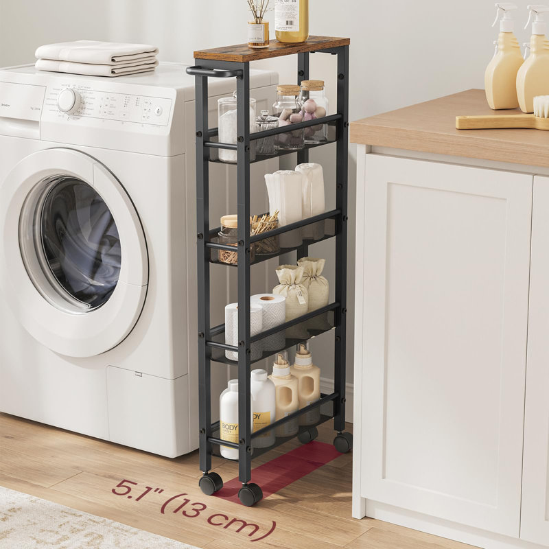 99.6cm H x 41cm W Utility Cart with Wheels, Black/Brown