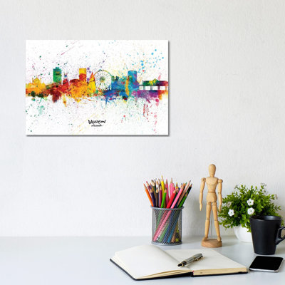 Brighton England Skyline Splash by Michael Tompsett - Wrapped Canvas Print