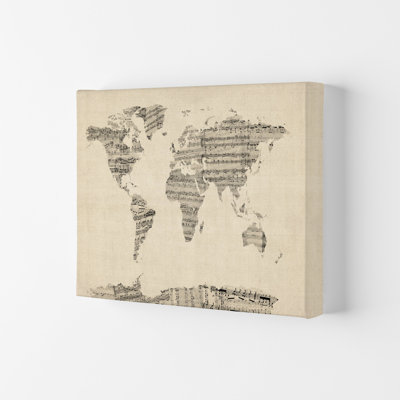 Sheet Music Map of the World by Michael Tompsett - 1 Piece Wall Art