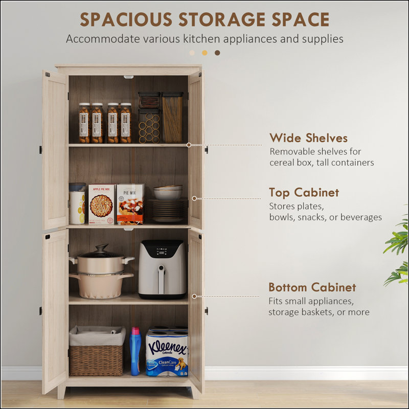 72" Freestanding 4-Door Kitchen Pantry