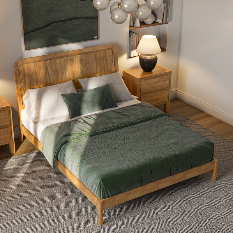 Brody Solid Wood Bed Frame, Walnut, Queen