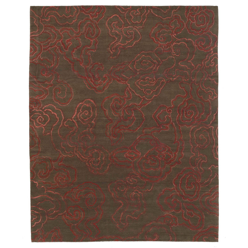 Cloud Nine Abstract Area Rug in Brown/Red, Rectangle 8' x 10'