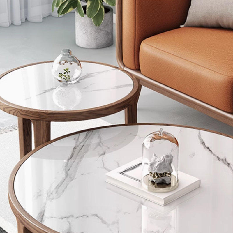 Ensemble de tables basses Design Sense Rock Plate, Blanc