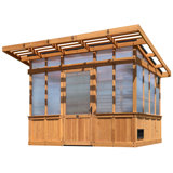 Backyard Discovery Poppy 11' x 7' Cedar Wood and Polycarbonate Walk-In Outdoor Greenhouse Kit with PowerPort
