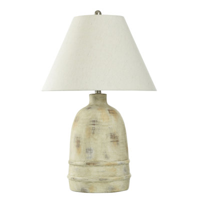 29" Almond Latte - Ceramic Table Lamp - White Shade
