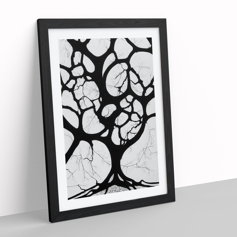 A Monochrome Tree No.1 - Wall Art, Black Framed Paper, 46cm H x 34cm W x 2cm D