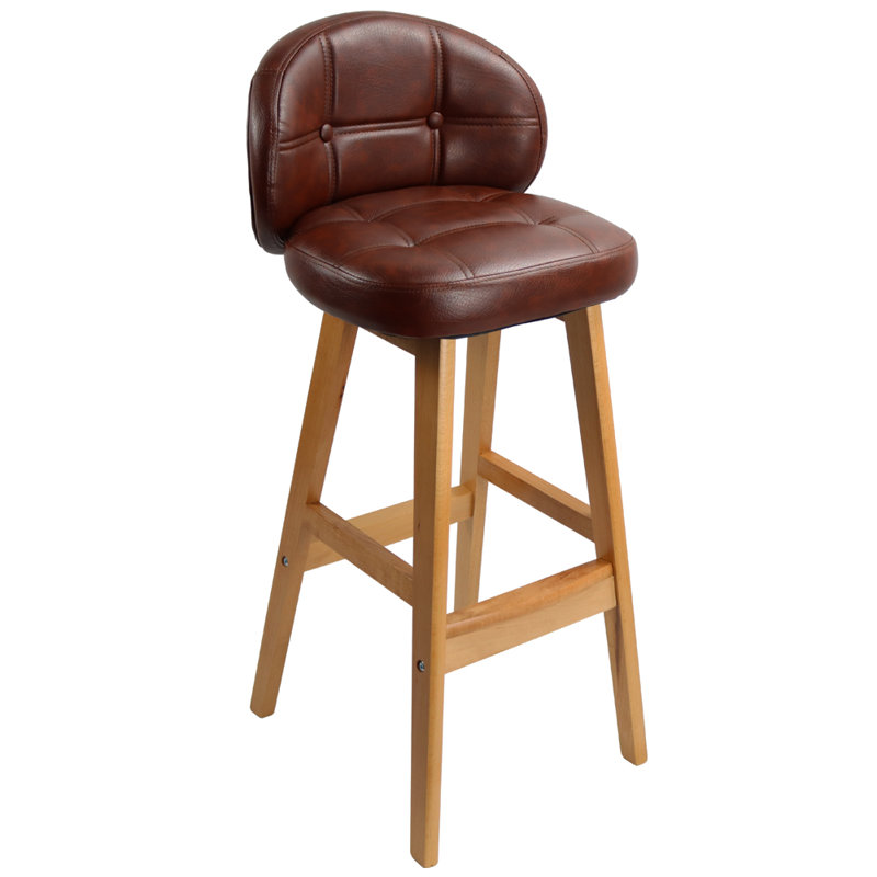 Upholstered Counter Stool with Solid Wood Frame