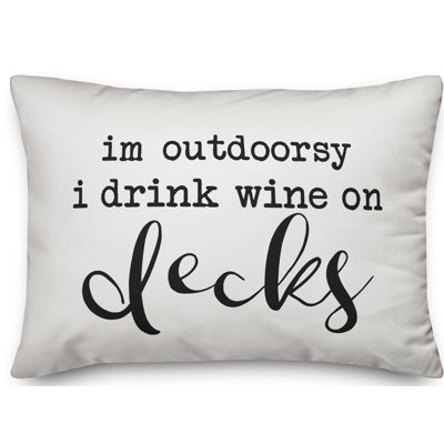 Textual Outdoor Reversible Throw Pillow