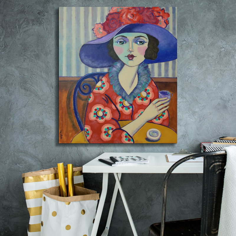«Woman in Red» par Holly Wojhan, art mural sur toile, H 30 po x l 26 po x P 1,5 po