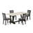 5-Piece Modern Table Set Consists of a Distressed Jacobean Mid Century Table and 4 Shitake Linen Fabric Parsons Chairs with High Back - Wire Brushed Black Finish-85692385-85692386-130066747