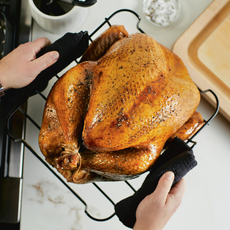 Matte Black Hard Anodized Induction Roaster with Nonstick Rack