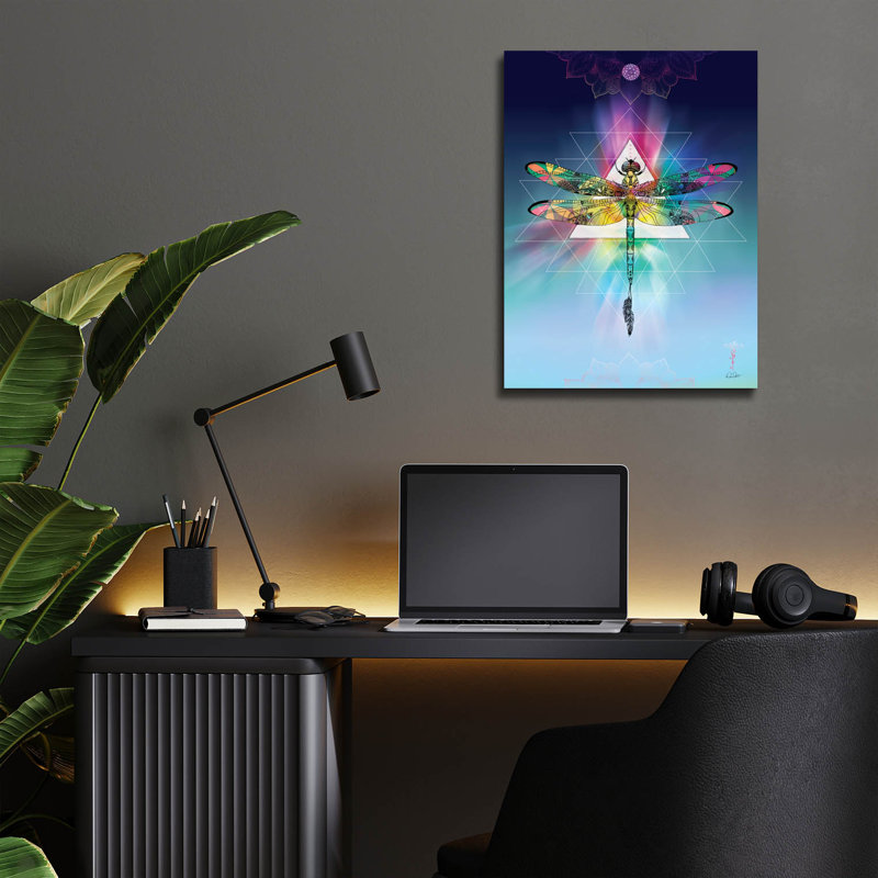 «Cosmic Dragonfly» par Karin Roberts, Ebern Designs, art mural en verre acrylique, 12 po x 16 po