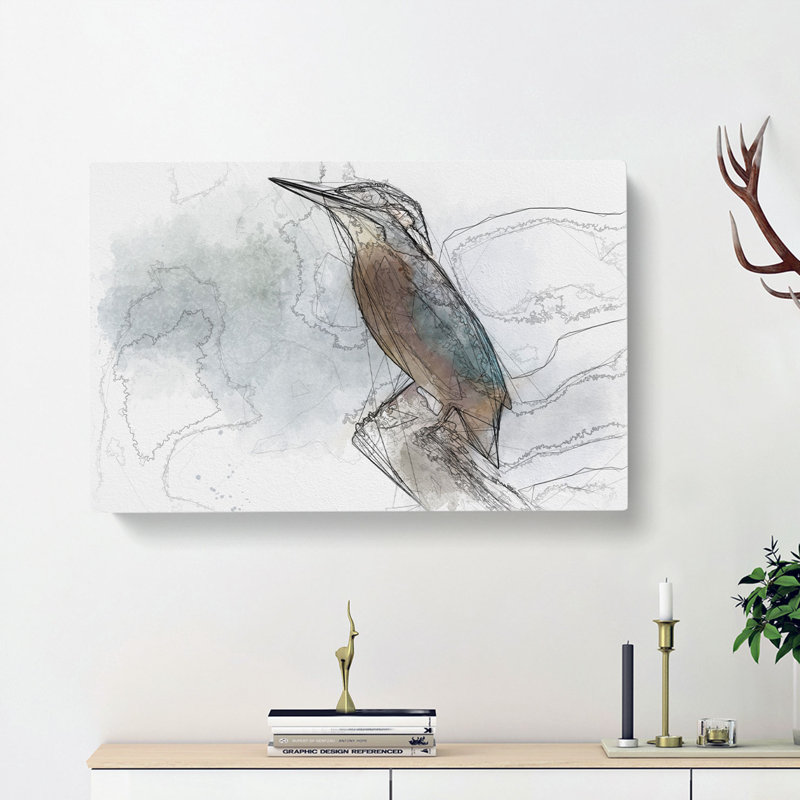 Graceful Kingfisher Bird - Wrapped Canvas, 35cm H x 50cm W x 3cm D