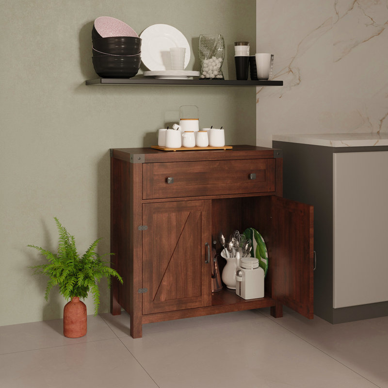 Veronda Storage Cabinet with Large Drawer and Doors, Solid Poplar Hardwood Structure Sideboard