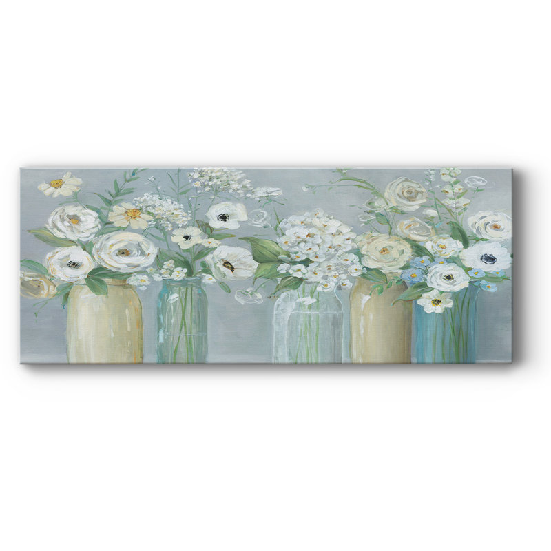 Blooming Meadow Beauties-Toile tendue avec châssis, H 24 po x l 60 po x P 1,5 po