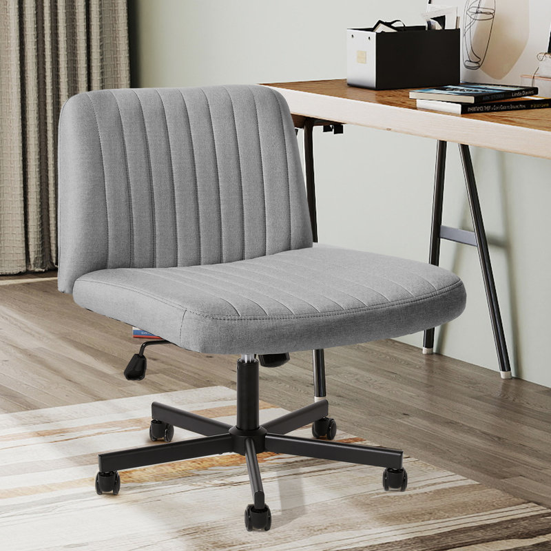 Chaise de bureau Criss Cross, fauteuil de bureau à roulettes sans accoudoirs et roues, Gris