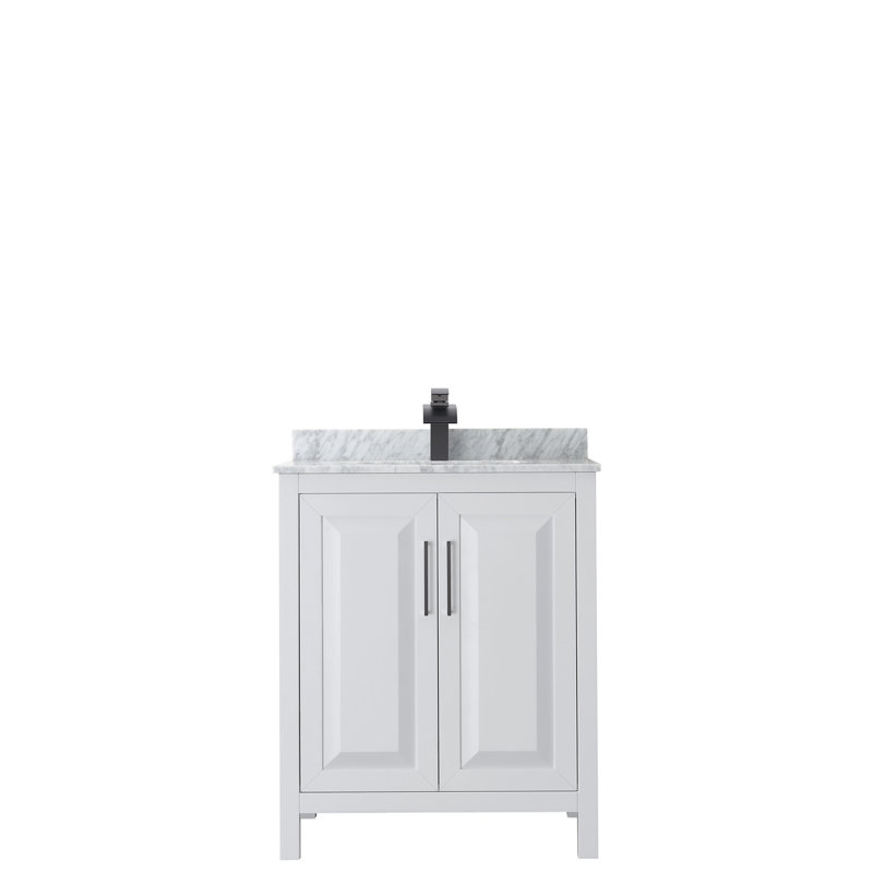 Daria 30'' W Single Vanity, White, White Cultured Marble, Brushed Gold