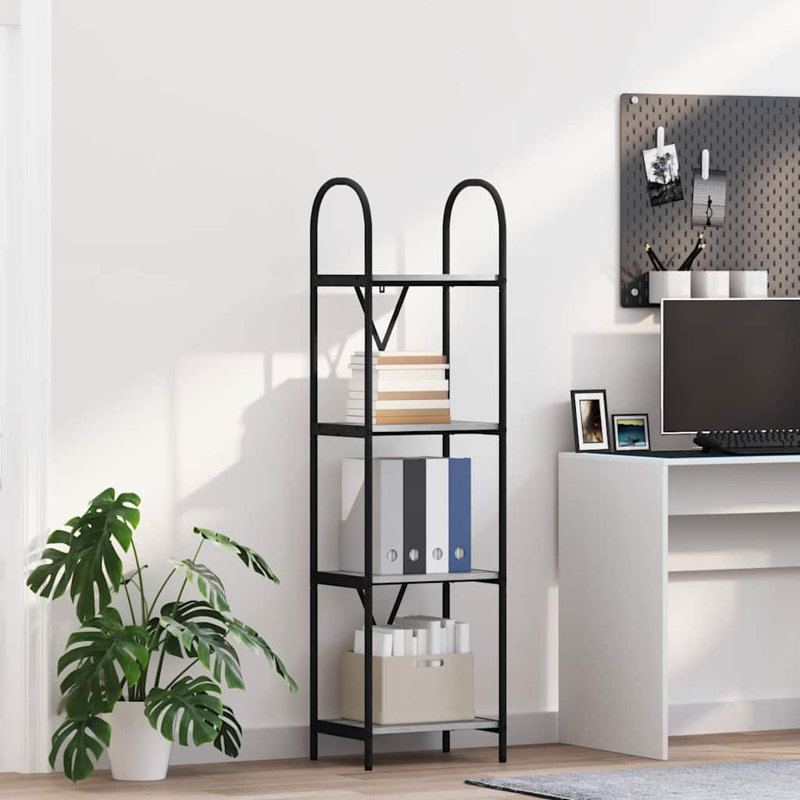 Bookshelf Engineered wood Modern Rectangular Shelving Unit Living Room, Grey Sonoma