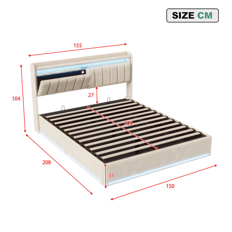 Bed, 150*200cm, Beige