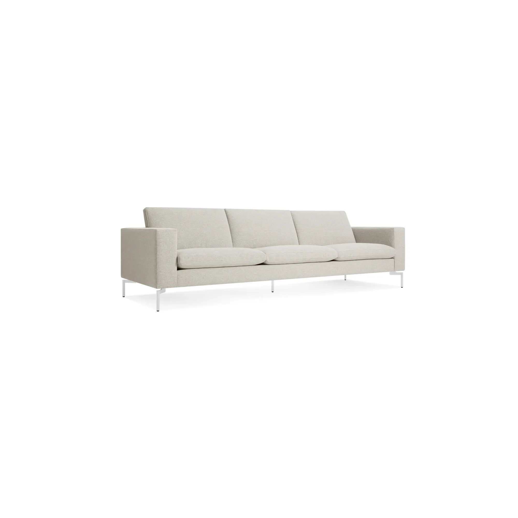 New Standard Upholstered Sofa, White, Maharam Mode in Clavicle Polyester Blend, 32" H x 104" W x 35" D