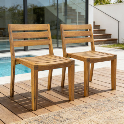 Outdoor Acacia Wood Side Chair