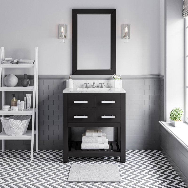 Madalyn 24" Single Sink Bathroom Vanity Set with Mirror, Espresso, Faucet Included