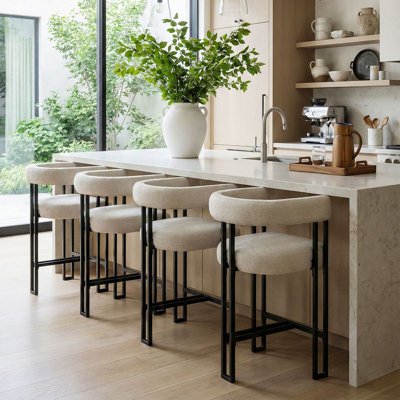 24" Upholstered Tweed Arm Counter Stool (Set of 4)