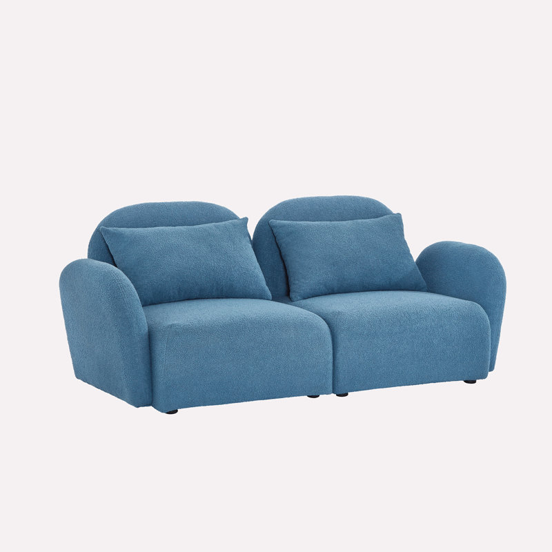 Canapé paresseux simple avec coussin de dossier, Bleu 100% polyester, H 28,3 po x l 66,9 po x P 34,2 po