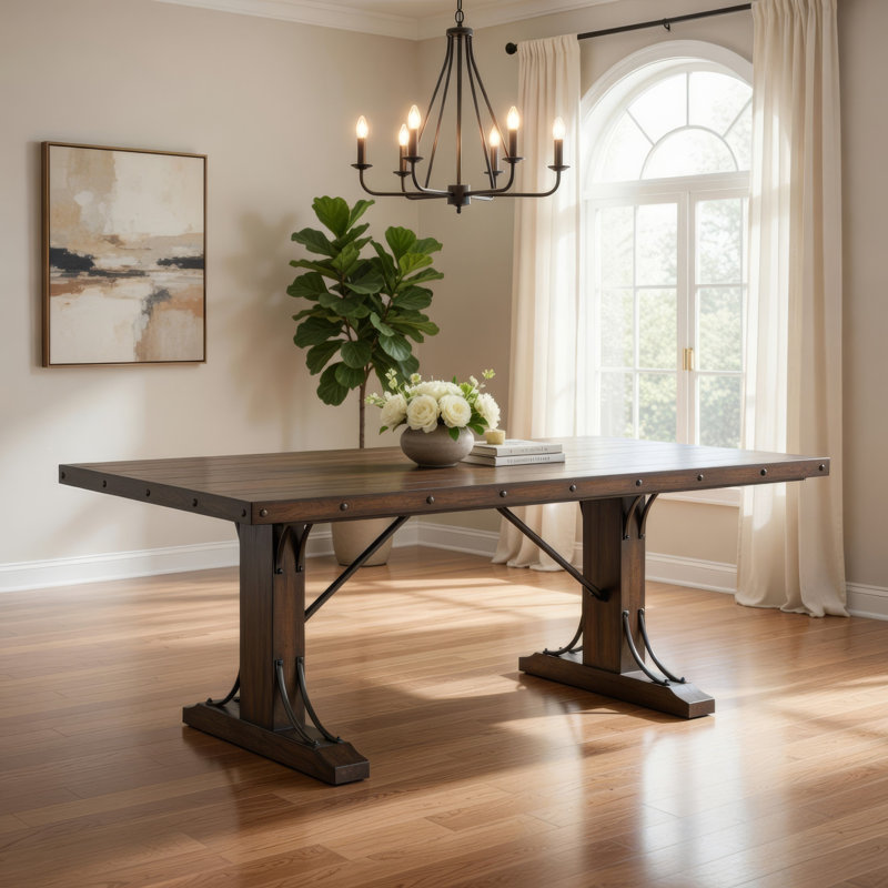 ACME Raphaela Dining Table, Weathered Cherry Finish