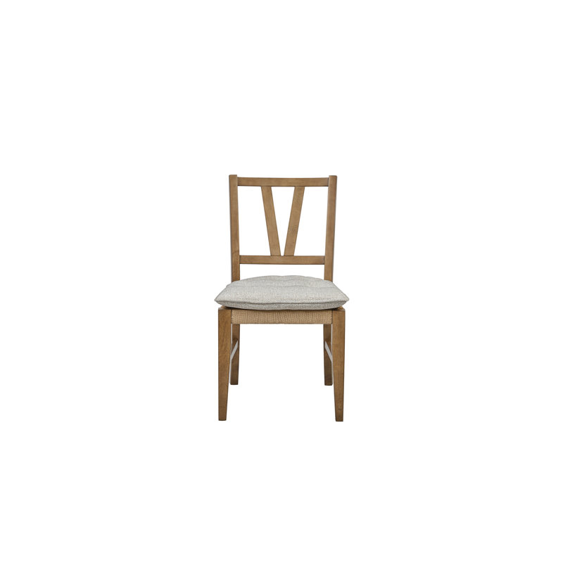 Chaises de salle à manger à lattes avec placage en hickory durable et sièges en rotin naturel, Amande