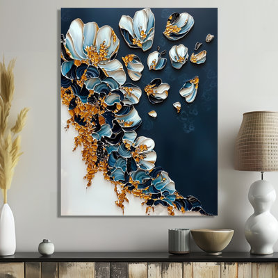 Bloom Fragmented Reality Marble Flowers I - Modern Metal Wall Decor, Modern Metal Print