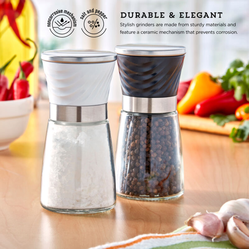 Kamenstein Prefilled Textured Glass Grinders, Set Of 2