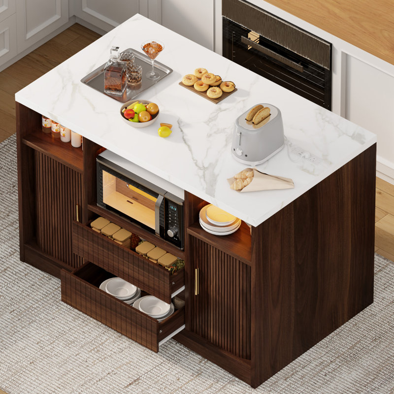 47.2 " W Kitchen Island, Brown