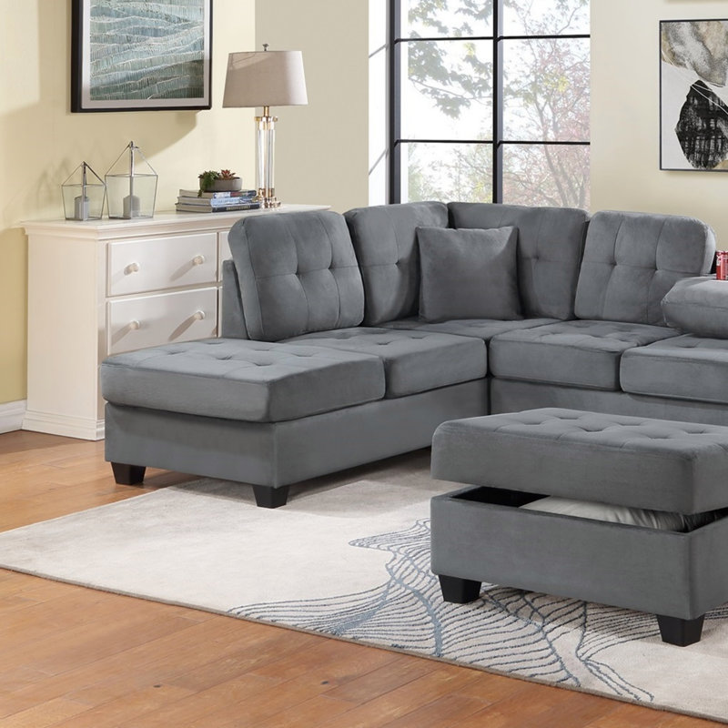 Ensemble de canapé modulaire réversible en microfibre 3 pièces