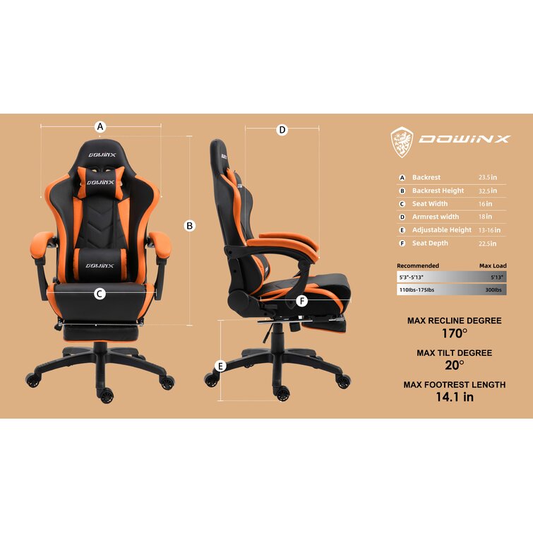 Dowinx Adjustable Reclining Ergonomic Swiveling PC & Racing Game