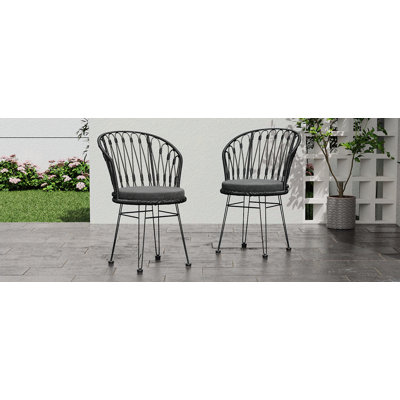 Chaise de patio avec coussin (ensemble de 2)
