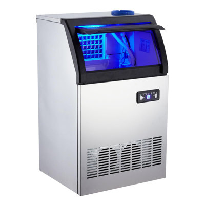 High-Efficiency Cube Ice Maker，120lbs/24H Commercial Stainless Steel Machine，33lbs Storage，Silver