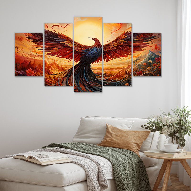Ensemble de décorations murales multicolores «Resurg Phoenix Rebborn II»