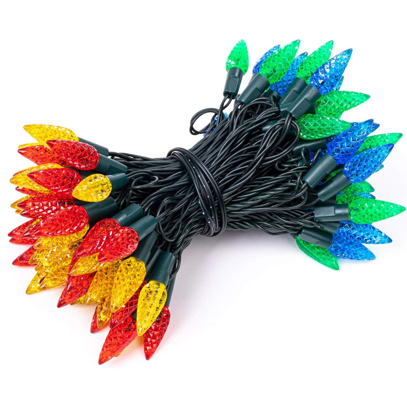 100LED 33 FT C6 Christmas String Lights Plug In Fairy Twinkle String Lights 8 Modes Timer Function Waterproof Extendable For Indoor Outdoor Wedding Party Christmas Decoration (100, Multicolor)