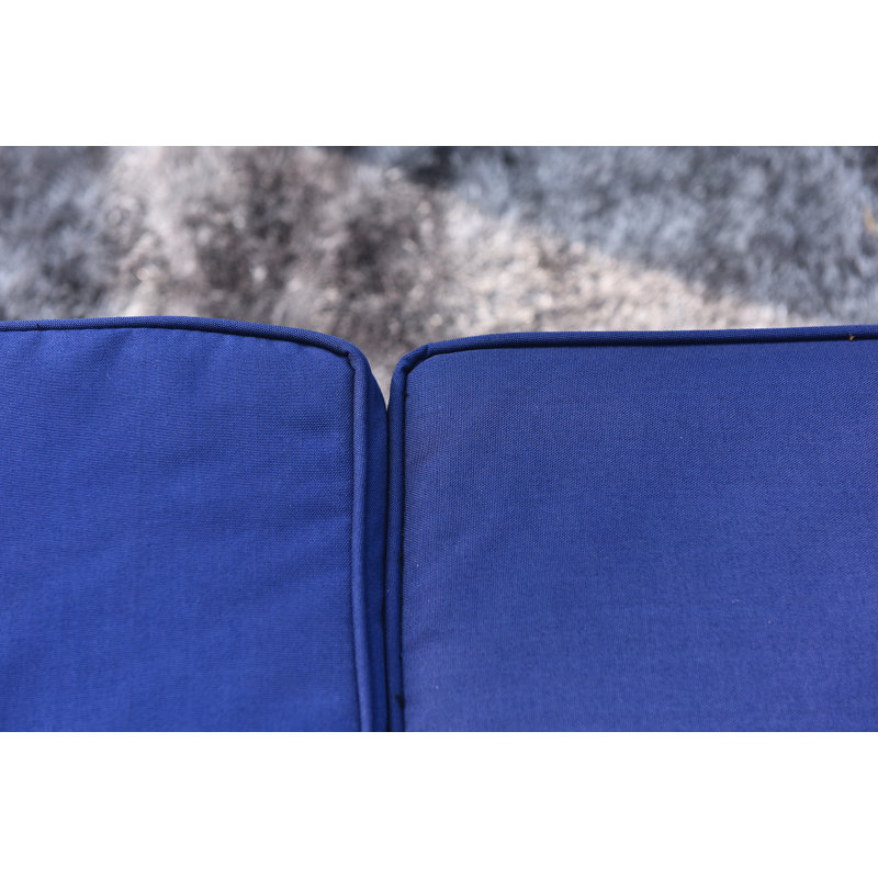 Dengler 9 - Person Modular Patio Conversation Sets with Cushions, Brown Frame/Navy Blue Cushion