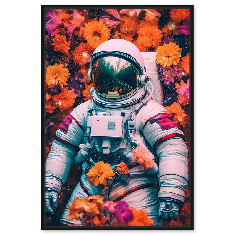 «Loves The Spatial Garden», art moderne par Notoriart, Cadre noir, H 16 po x l 11 po