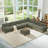 Dona 9-Piece Corduroy Upholstered Modular Sectional With Ottoman, Pillowtop Arm-106910140