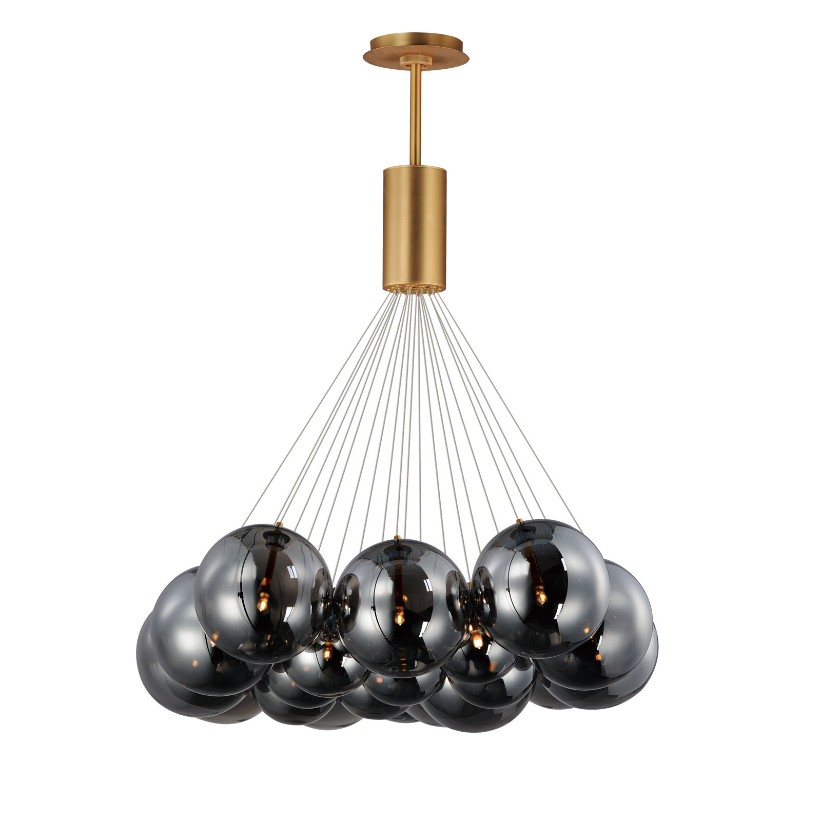 Alikee 20 Light Glass Steel Dimmable Pendant, Gold, Smoke