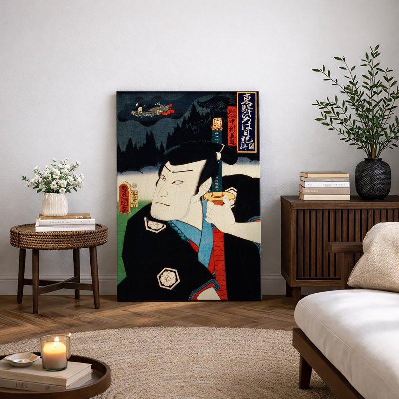 Œuvre d'art kaki japonaise, art de l'ère Edo kabaki, impression d'art giclée sur toile encadrée, H 48 po x l 32 po x P 1,5 po