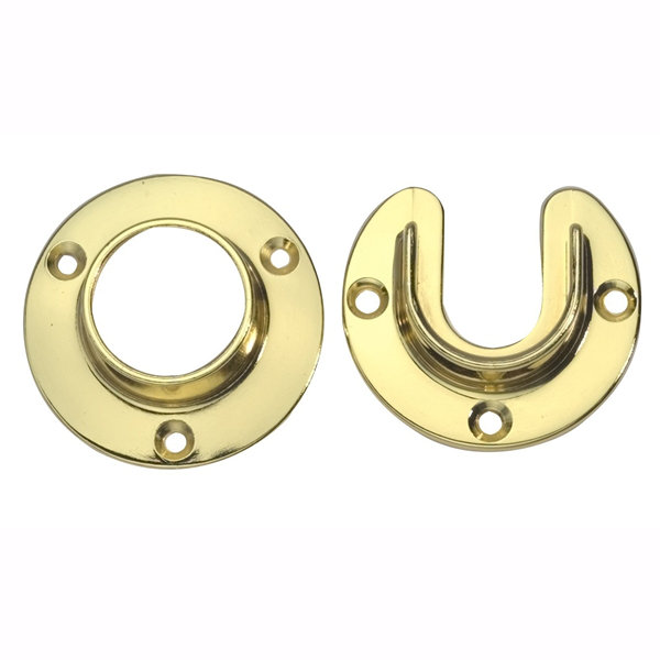 Polished Brass Heavy Duty Closet Rod Flange Set