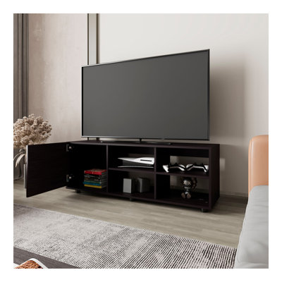 Meuble télé Parker avec porte et rangement ouvert (meuble télé)